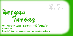 matyas tarpay business card